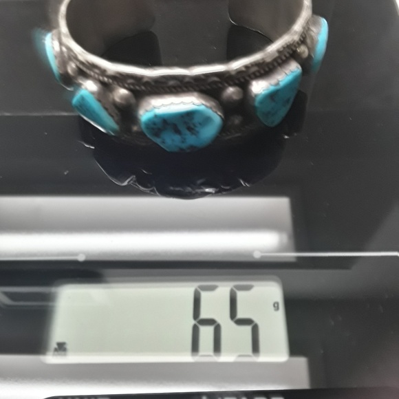 🚫SOLD🚫Vtg Sterling Navajo Turquoise Cuff - Picture 3 of 5